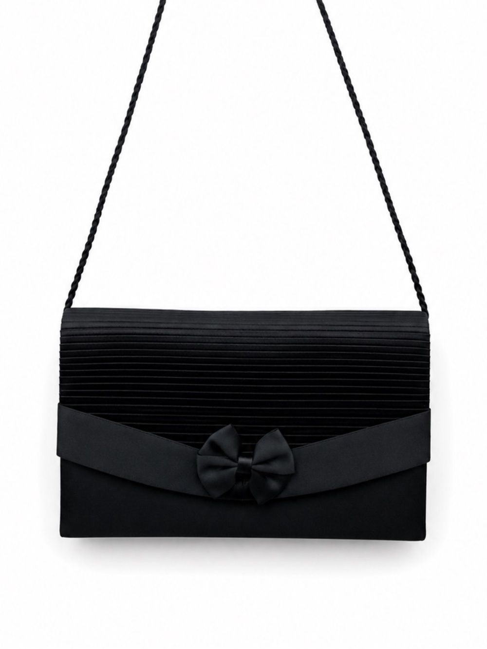 La Regale Black Satin Bow Crossbody Bag Purse Evening Formal Classic Timeless